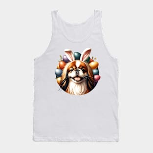 Japanese Chin with Bunny Ears Celebrates Easter Joy Tank Top